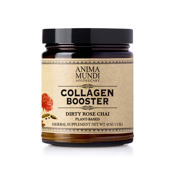 Anima Mundi Vegan Collagen Booster Powder, Vanilla Rose Chai Spice - Beauty Supplement for Skin, Hair & Nails - Collagen Support Powder for Youthful Looking and Glowing Skin - Easy Drink Mix-in (4oz)