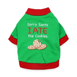 DroolingDog Dog Christmas Shirt Dog Xmas Clothes Pet Holiday Costume Sorry Santa I ATE The Cookie for Small Dogs Christmas T Shirt Xmas Holiday Tshirts Pet Christmas T-Shirt, XS