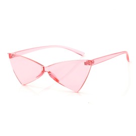 OLINOWL Triangle Thick Rimless Sunglasses One Piece Colored Transparent glasses For Women and Men