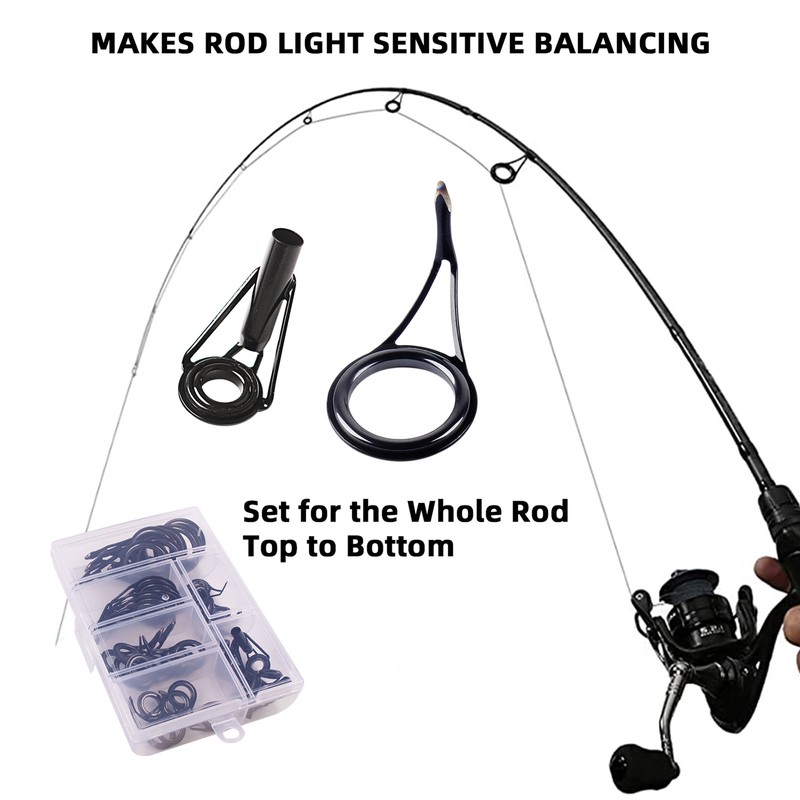 35pcs Fishing Rod Repair Kit Ceramic High Carbon Steel Fishing