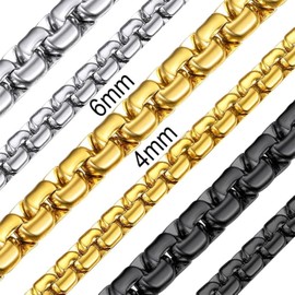 Mens 4MM Box Chain Necklace 22" 316L Stainless Steel Mens Necklace Chains, Fashion Necklaces Gift