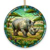 Rhinoceros Realm Expedition Stained Glass Style Ceramic Ornament, African Animals