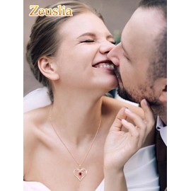 Rosegold Herz Halskette mit Geburtsstein Juli Silber 925 Rubin Anhänger Rose Kette Jahrestag Hochzeit Schmuck Geschenke für Sie