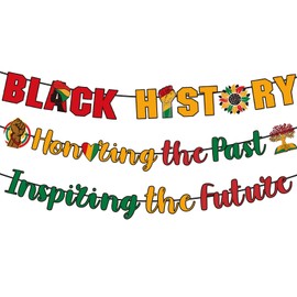 Fullhawl 3 Pcs Black History Month Decorations African American Bunting Banner Garland African Freedom Day Ceiling Hanging Paper Cutouts for Festival Holiday Black History Party Supplies