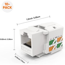 CableCreation Cat6 Keystone Jacks, 10-Pack RJ45 Keystone Jack UL Listed, Ethernet Keystone Modular Female Connectors, White B01FHC1HXO