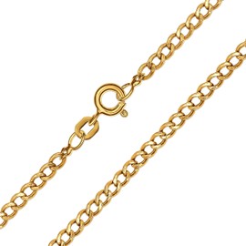 CLEVER SCHMUCK Golden Women's Anklet Curb Chain 25 cm Long Shiny and Wide Chain Links 333 Gold 8 Carat in Jewellery Case, Glossy, No Stone