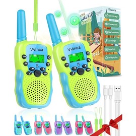 Vvinca Walkie Talkies for Kids Rechargeable Toys for Ages 5-7, Long Range 22 Channels 2 Way Kids Walkie Talkie with Flashlight for Camping Hiking Indoor Outdoor 3 4 5 6-12 Boy Girl Christmas Birthday