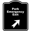 Park Emergency Exit Black Sign Arrow Up Right Aluminum Composite