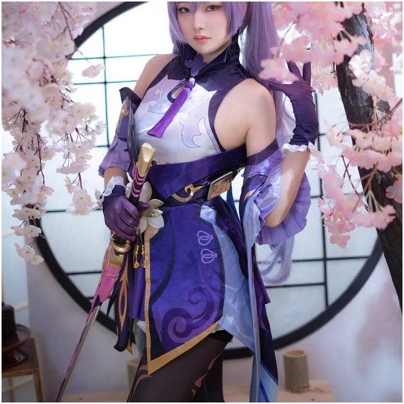 Ainizi Peluca Cosplay Genshin Impact Larga Coletas Hu Tao
