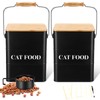 Tioncy 2 Pcs Metal Cat Food Containers with Bamboo Lids