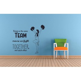 Cheerleader Cheer Dance Sports Motivation Inspiration Quotes Wall Sticker for Girls Teens Bedroom Kids World Cup Sport Fans Rooms Home Art Murals Decals Wall Art Vinyl Decoration Size (28x30 inch)