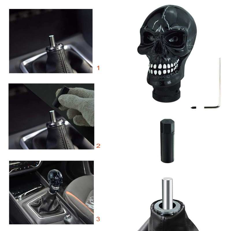 LUNSOM Skull Shift Knob Manual Transmission Shifter Knobs Universal Automatic