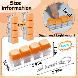 2 Pcs Keyboard Fidget Toy, Keyboard Fidget Keychain 4-in-1 Keyboard Decompression Button Finger Clicker Toys, Button Stress Relief Fidget Gifts for Adult to Relief Stress (Orange)