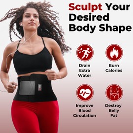 ZOYER Waist Trimmer Belt Neoprene Stomach Trainer Tummy Toner Body Shaper Belt to Cut Water Weight Sweat More for Slim Waist for Men & Women Black Performance Series
