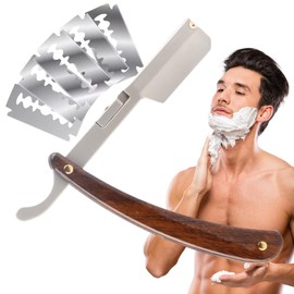 Porta Navajas de Barbero de Acero Inoxidable - Dorado | Navaja Rasuradoras para Hombre - Ideal para Navaja para Afeitar - Accesorios para Cabello | Completa tu Kit Barba para Hombre - Barberia (Madera)