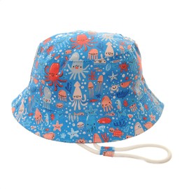 Ziggle Baby Sun Hat, Toddler Sun Hat, Unisex Summer Bucket Hat with Chin Strap, Under The sea (1-3 Years)