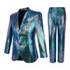 Nawgut Sequin Blazer Metallic Slim Suit 2 Piece Set Disco