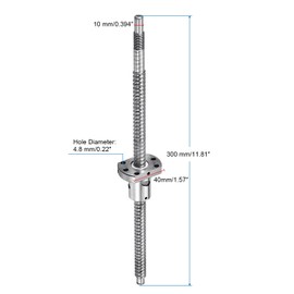 sourcing map BallScrew SFU1204 (Dia 12mm, Lead 4mm, Length 300mm) with Ball Screw Nut Anti Backlash Ball Screw Kit Standard End Machining for BK/BF12 CNC Machine Parts