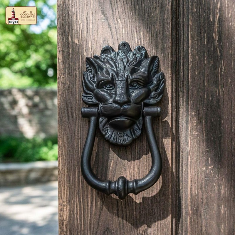 SaKeGa Mystic Colonial Medieval Cast Iron Lion Head Door Knocker