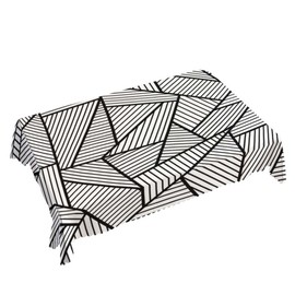 Walmsco Tablecloth Black White Striped Geometric Decor For Dining Room Kitchen Rectangular Table Cover 132 * 178cm