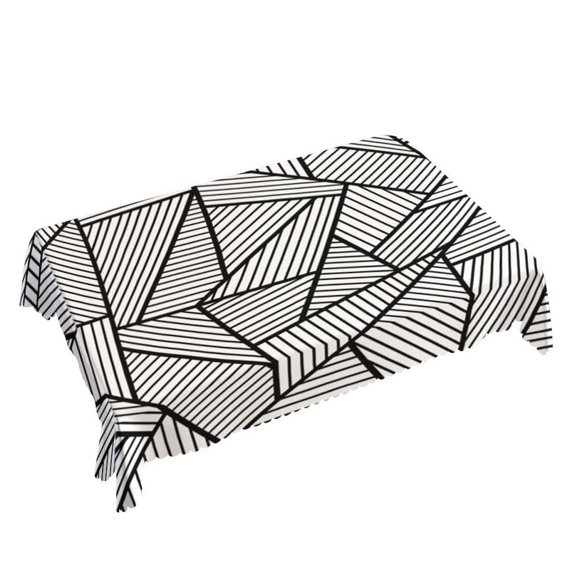 Walmsco Tablecloth Black White Striped Geometric Decor For Dining Room
