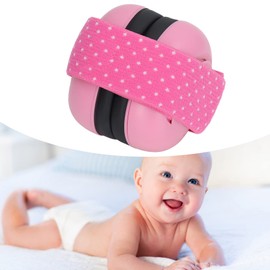Orejas para bebés, muffs de orejas para bebés cancelando el diseño suave y acolchado auriculares de protección de orejas para bebés con diadema elástica (Rosa)