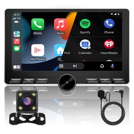 10.2 inch 2+32GB QLED 720P Full Touch Screen Android Car Radio Audio Video Stereo Player for Double Din Raido Model with CarPlay Android Auto WiFi BT MirrorLink Split Screen PIP GPS Navigation