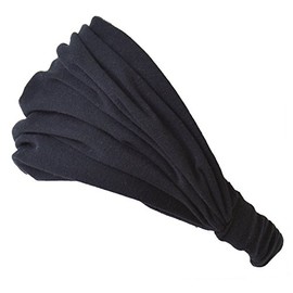 CHARM Casualbox | Organic Cotton Headband Pre-tied Bandana Mens Womens Hairband Chemo Head Bands Black