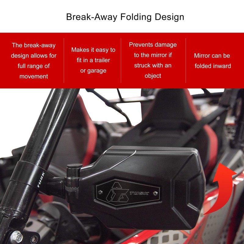 Tusk Pivot Folding UTV Mirror Kit w/A-pillar Mounts Compatible with