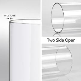 Hurricane Candle Holder Sleeve, 3PCS Wide 4", Height 8", Glass Candle Holder with Bamboo Plate Base, Open Ended Vases Candle for Tables, Bottomless Clear Glass Cylinder for Wedding Party Dining Gift