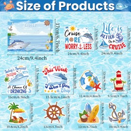 Cosmisun Cruise Door Decorations Magnetic - 11PCS Summer Beach Cruise Ship Door Decoration Magnet with 3 Pens Funny Sea Navigation Cruise Door Magnet Stickers for Carnival Cabin Stateroom Decor