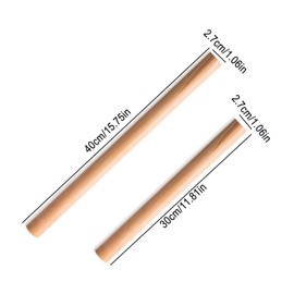 DBAILY Rolling Pin, 2 Pcs Beech Wood Rolling Pin Without Handles Professional Wooden Feel Smooth Non-Sticky Suitable for Pastry Making Dough Dumpling Wrapper Baking Utensils (30 CM+40 CM)