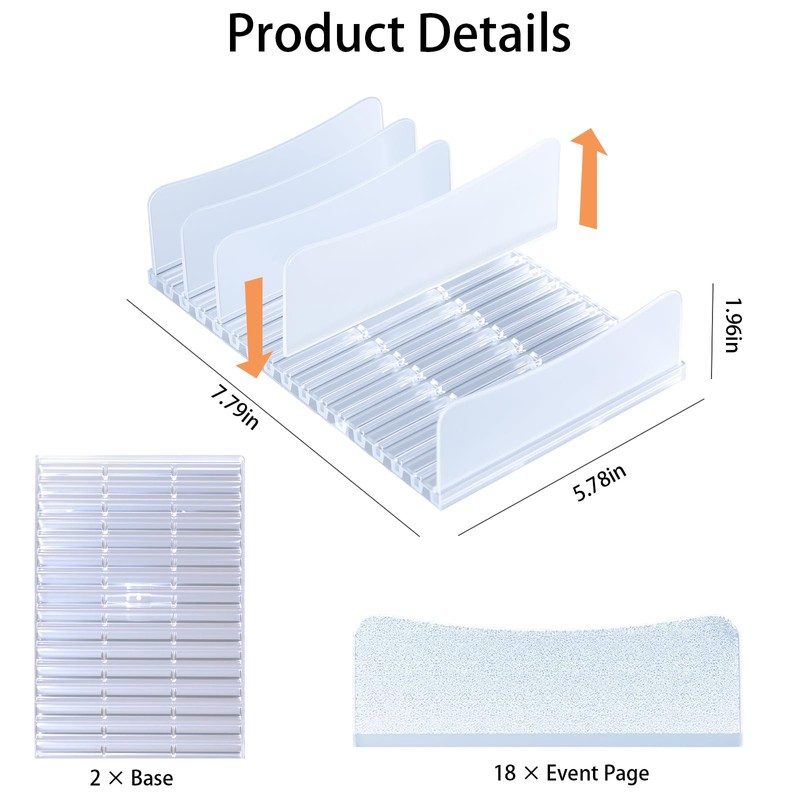 2Pcs Acrylic Adjustable Clipboard Holder, 9 Slot Organizer Display Stand
