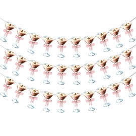 3 Rows Espresso Martini Party Banner, Tini Bar Themed Party Decoration Espresso Martini Garland Bachelorette Hanging Decor Martini Themed Birthday Party A Tini Bit Older Party Supplies (Pink)