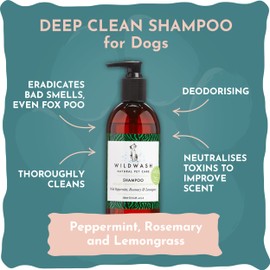 WildWash Deep Clean Shampoo for Dogs 300ml and Nourishing Conditioner 300ml - Peppermint and Rosemary for odours - Natural, Sulphate and Paraben-Free for Sensitive Skin