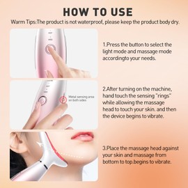 Facial Massager, 3 Modes Face Sculpting Tool, Vibrating Neck Face Massager with Thermals (Pink)