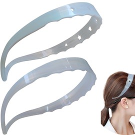 LAYONGMOLI 2 Pack Tortoiseshell Headbands No Compression on Mastoid Bone, Cellulose Acetate Comfortable Coral Hair Bands without Pester with Glasses Feet for Women Men (Pearl white)