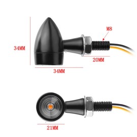 ANKIA 1 Pair 12V Universal Motorcycle Led Black Mini Bullet Turn Signals Lights Blinker Indicator for Any Harley, Honda, Yamaha, Suzuki, Kawasaki, Custom Bike, Cruiser, Choppers (Clear Lens)