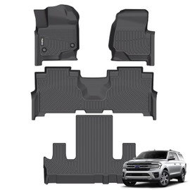 Wailtnb-All Weather Floor Mats for Ford Expedition Max Bucket 2021-2024 7 Seat Liners Custom Fit Ford Expedition Max Bucket 2021-2024 7 Seat Waterproof Durable Easy to Clean Accessories
