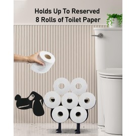 Wigag Dog Toilet Paper Holder for Extra 8 Rolls, Wall Mounted Decorative Toilet Paper Storage, Farmhouse Bathroom Unique Decor Freestanding Accessories Storage Cabinet