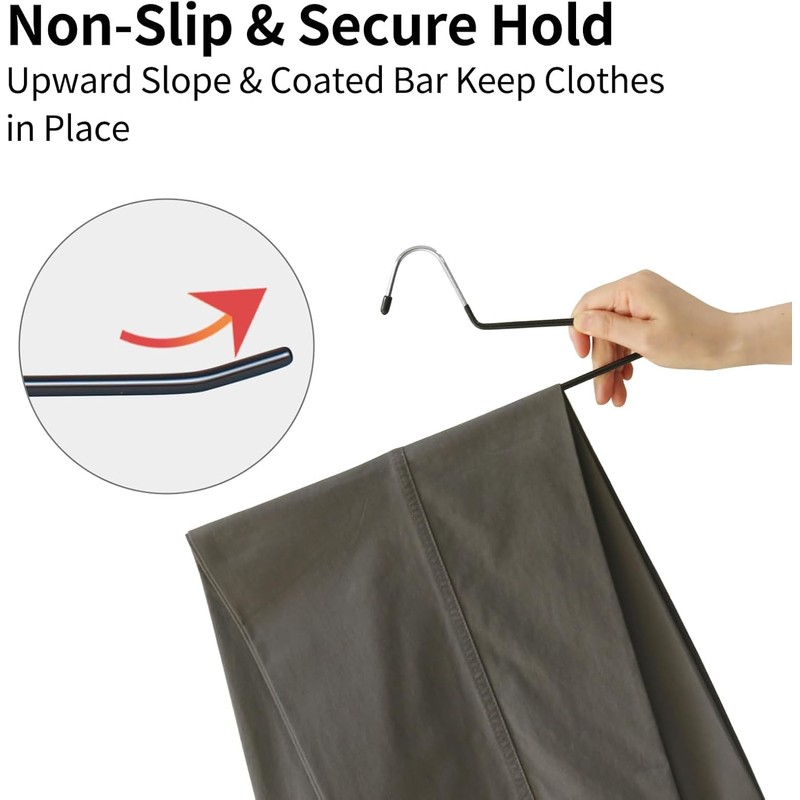 30 Pack Open Ended Pants Hangers, Non-Slip Metal Trouser Hangers