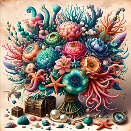 DOMROM Flower Diamond Painting Kits for Adults, 5D Coral Diamond Painting Picture Set, DIY Diamond Art Painting Kit, Full Drill Gem Digital Diamond Painting Embroidery for Wall Decoration, 30 x 30 cm