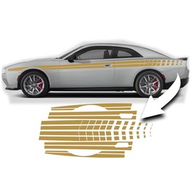 BENINI DESIGN STUDIO Split Side Racing Stripes Fits 2024 2025 Dodge Charger EV Scat Pack Base Daytona Vinyl Stripes, Stickers, Decals Charger EV Grahics (Gold)