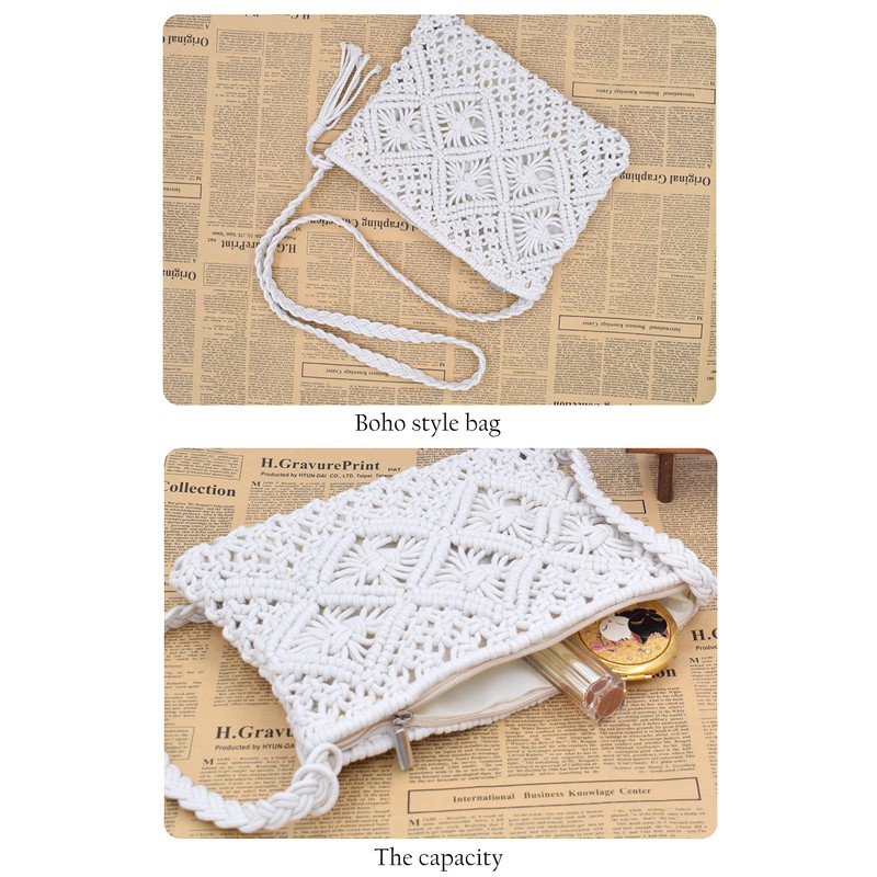 TeeYee Beach Bag Women's Small Shoulder Bag Exotic Braided Retro