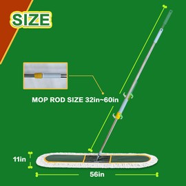 Solipect 48-Inch Commercial Dust Mop for Hardwood Floors, Large Dry Mop with 2 Pcs Reusable Cotton Yarn Head, Telescopic Stainless Steel Handle - Ideal for Industrial Floor Cleaning, Marble,