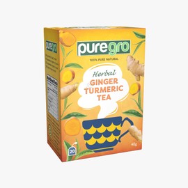 Puregro Ginger & Turmeric Tea 40g (20 TEA BAGS) | 100% Pure Natural | Herbal Tea | CAFFEINE FREE.