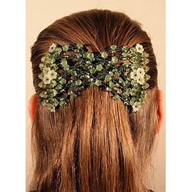 Mebella Women/Ladies Magic Hair Clips Stretchy EZ double comb Different hair styles - Green