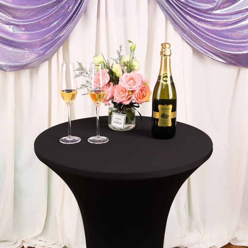 JISEN Cocktail Spandex Fitted Stretchable Elastic Tablecloth 28x43 Inch Black