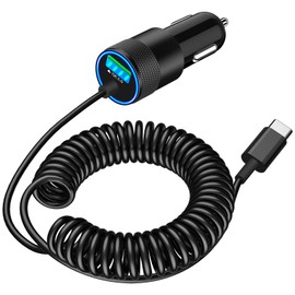 Braveridge MFi CertifiediPhone 16 Car Charger Fast Charging, Braveridge 75W USB-C PD&QC Car Power Cigarette Lighter USB Car Charger + 6FT Type-C Coiled Cable for iPhone 16 Pro Max/15 Pro, Galaxy S24/S23, Pixel