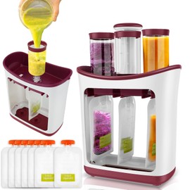 KNFFSAAJL Squeeze Station for Baby Reusable Squeeze Pouch Station Maker with 10 Storage Pouch Food Grade Squeeze Fruit Station Non-Slip Pouch Filling Station Portable Easy to Use for Toddlers Food Hom